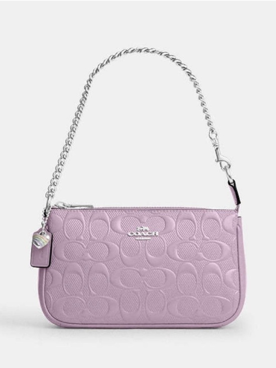 Coach Handbags - COACH Nolita 19 In Sig Leather W/Heart Charm
Wristlet Shoulder Bag Light
Violet
